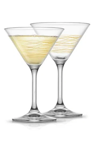 Joyjolt Set Of 2 Gold Royale Crystal Martini Glass In Clear/gold