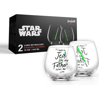 Joyjolt Set Of 2 Star Wars™ Luke Skywalker™ Crystal Stemless Glasses In Clear/green