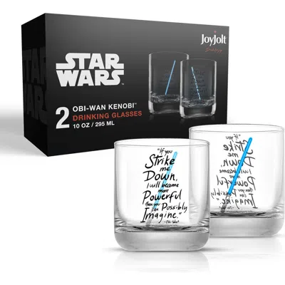 Joyjolt Set Of 2 Star Wars™ Obi-wan Kenobi™ Rocks Glass In Clear/blue