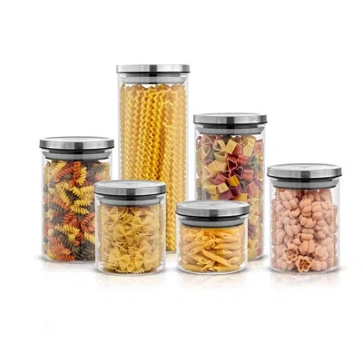 Joyjolt Set Of 6  Glass Storage Jars W/ Airtight Lids In Clear