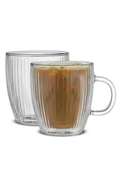 Joyjolt Set Of Two Fluted Savor Double Wall Coffee Mug In Clear