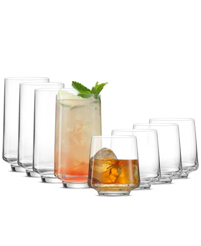 Joyjolt Sidney Highball & Double Old Fashioned Glasses, Set Of 8 In Transparent