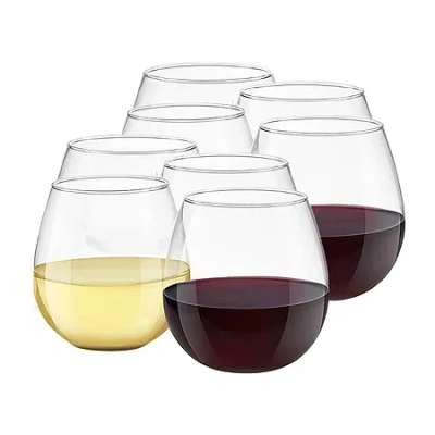 Joyjolt Spirits Stemless Crystal 15 oz - Set Of 8 White Wine Glass In Transparent