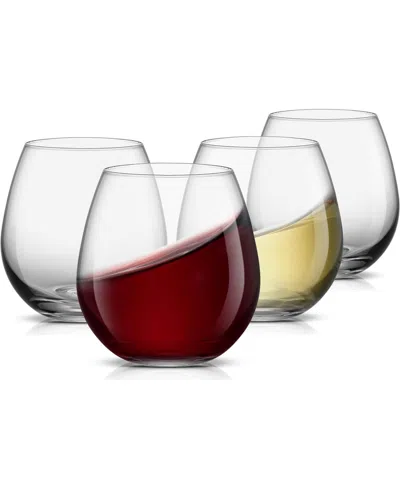 Joyjolt Spirits Stemless Red Wine Glasses, Set Of 4 In Clear