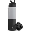 Joyjolt Stainless Steel Lidded Water Bottle In Grey/black