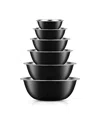 Joyjolt Stainless Steel Mixing Bowl, Set Of 6 In Black,silver