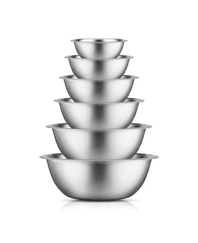Joyjolt Stainless Steel Mixing Bowl, Set Of 6 In Silver
