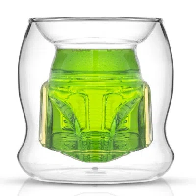 Joyjolt Star Wars Boba Fett 3d Helmet Double Wall Espresso Glass 6.5oz. In Clear