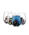 Joyjolt Star Wars Stemless Wine Glasses, Set Of 4 In Multi