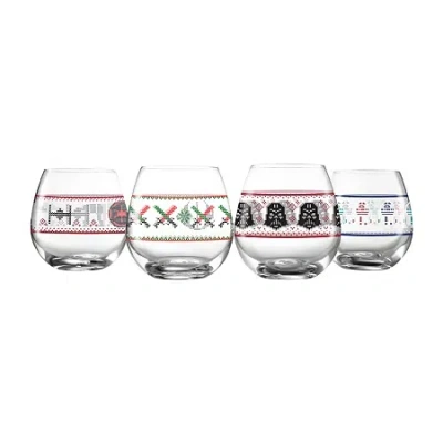 Joyjolt Star Wars Ugly Sweater Stemless Glass Drinkware Set In White