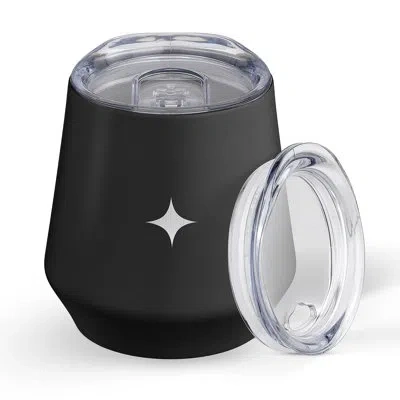 Joyjolt Stemless Wine Tumbler With 2 Lids, 12oz In Black