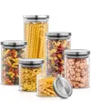 JOYJOLT STORAGE JARS WITH AIRTIGHT STAINLESS STEEL LIDS, SET OF 6