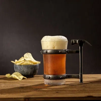 Joyjolt Tools Collection Beer Mug, Hammer Handle, 17.6 oz In Clear