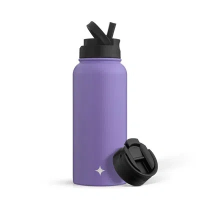 Joyjolt Triple Insulated Water Bottle With Flip Lid & Sport Straw Lid In Purple