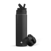 Joyjolt Triple Insulated Water With Flip Lid & Sport Straw Lid - 22 oz Insulated 22 Oz. Water Bottle In Black