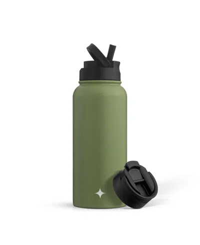 Joyjolt Water Bottle With Flip Lid, Sport Straw Lid, 32 oz In Green