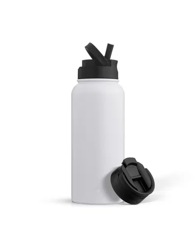 Joyjolt Water Bottle With Flip Lid, Sport Straw Lid, 32 oz In White