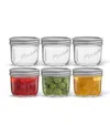 JOYJOLT WIDE SET OF 6 MASON JARS WITH AIRTIGHT LIDS
