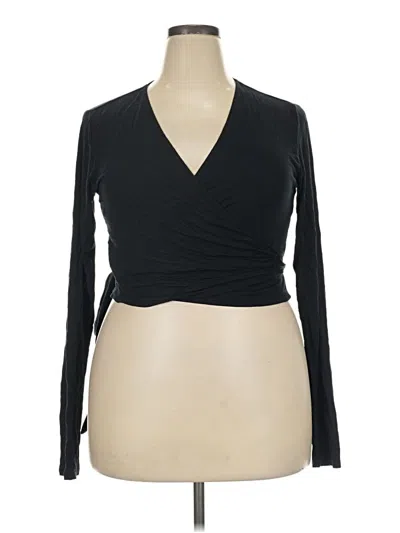 Pre-owned Joylab Long Sleeve Top Black Plunge Neckline Tops
