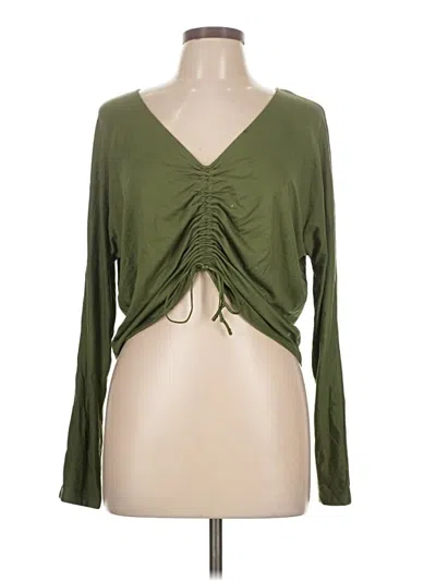 Pre-owned Joylab Long Sleeve Top Green Plunge Neckline Tops