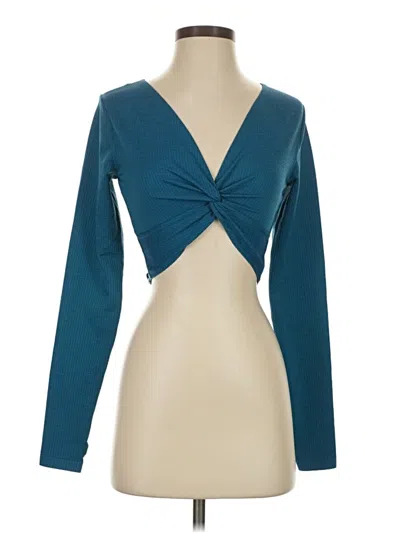 Pre-owned Joylab Long Sleeve Top Teal Plunge Neckline Tops
