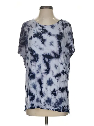 Pre-owned Joylab Short Sleeve Top Blue Tie-dye Pattern Cold Shoulder Neckline Tops