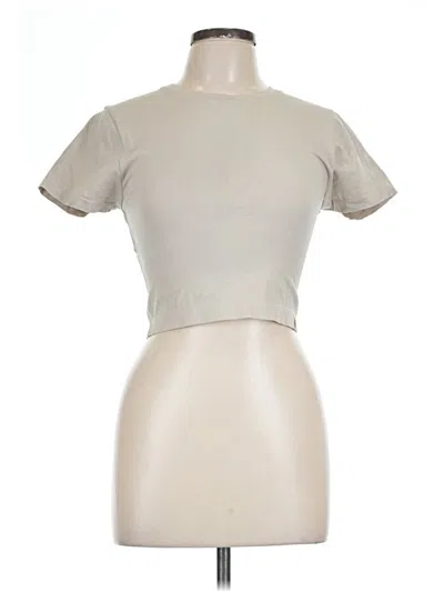 Pre-owned Joylab Short Sleeve Top Tan Mock Neckline Tops In Brown