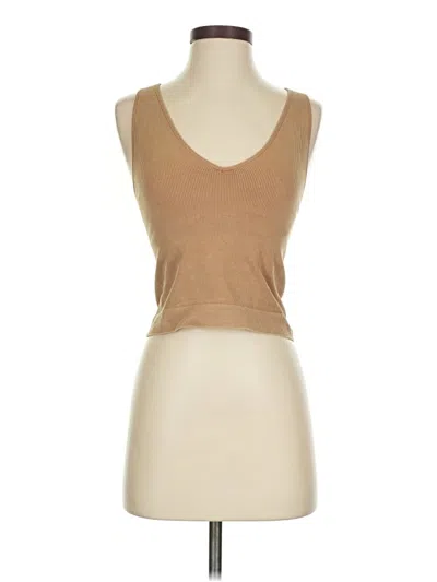 Pre-owned Joylab Tank Top Tan Plunge Neckline Tops In Brown