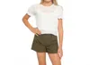 Joyous & Free Junior Girl Milly Shorts In Khaki In Green