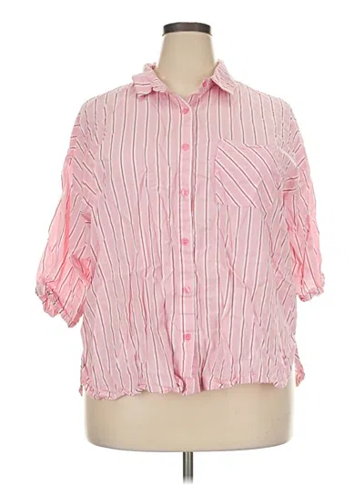 Pre-owned Joyspun 3/4 Sleeve Button Down Shirt In Pink