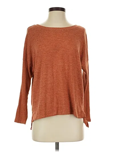 Pre-owned Joyspun 3/4 Sleeve Top Brown Boatneck Tops