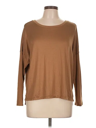 Pre-owned Joyspun 3/4 Sleeve T-shirt In Brown