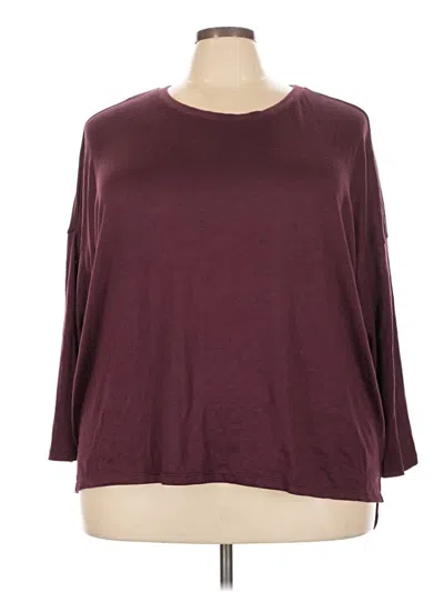 Pre-owned Joyspun 3/4 Sleeve T-shirt In Burgundy