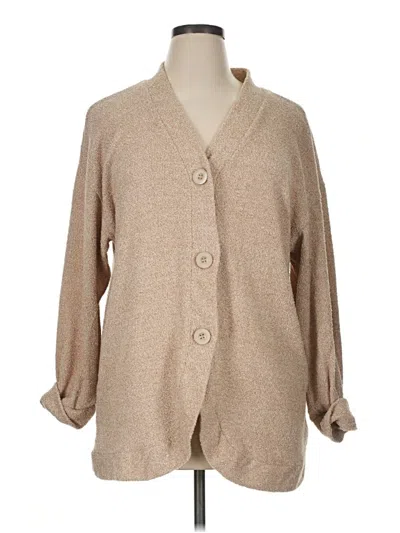 Pre-owned Joyspun Cardigan Sweater In Tan
