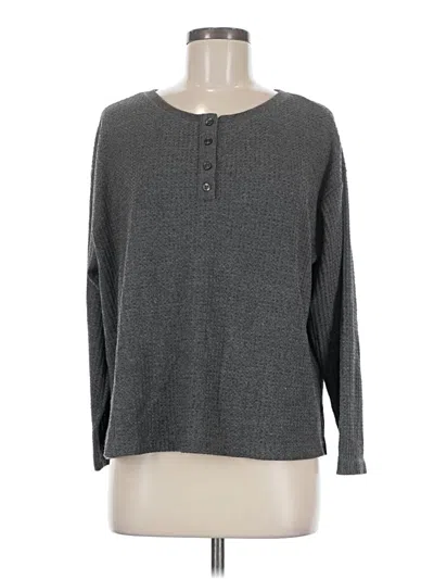 Pre-owned Joyspun Long Sleeve Henley Shirt In Gray