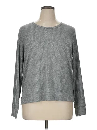 Pre-owned Joyspun Long Sleeve Top Gray Crew Neck Tops