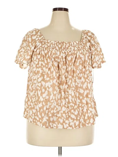 Joyspun Short Sleeve Blouse In Tan