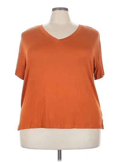 Pre-owned Joyspun Short Sleeve Top Orange V Neck Tops