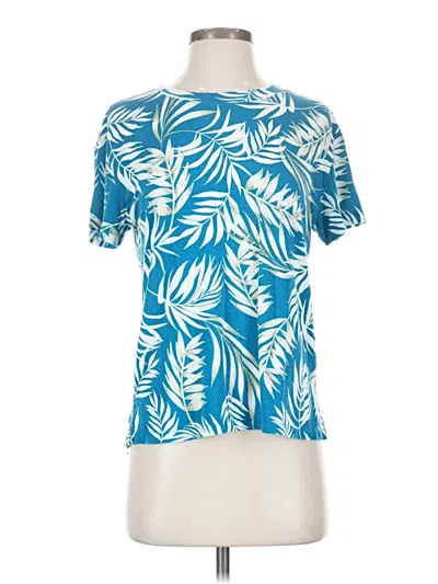 Pre-owned Joyspun Short Sleeve Top Teal Scoop Neck Tops In Blue