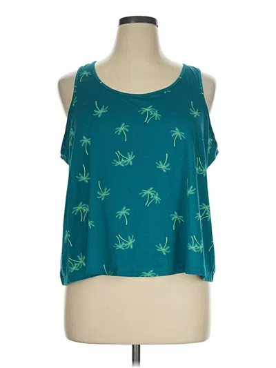 Pre-owned Joyspun Tank Top Teal Halter Neckline Tops