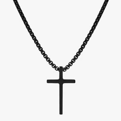 J.p. Army Black Mens Stainless Steel Cross 24 Inch Pendant Necklace In Transparent