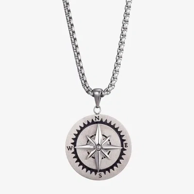J.p. Army Men's Jewelry Compass Stainless Steel 24 Inch Link Pendant Necklace