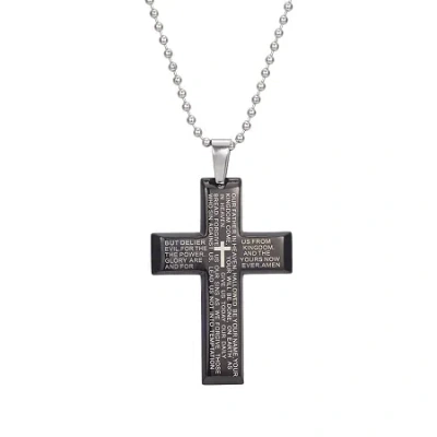 J.p. Army Men's Jewelry Stainless Steel 24 Inch Cable Cross Pendant Necklace In Transparent