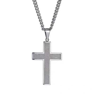 J.p. Army Men's Jewelry Stainless Steel 24 Inch Cable Cross Pendant Necklace In Transparent