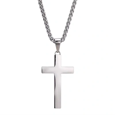 J.p. Army Men's Jewelry Stainless Steel 24 Inch Link Cross Pendant Necklace In Metallic