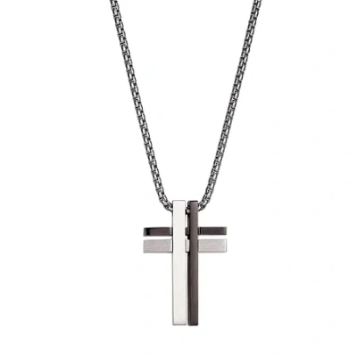 J.p. Army Men's Jewelry Stainless Steel 24 Inch Link Cross Pendant Necklace In Transparent