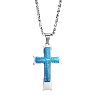 J.p. Army Men's Jewelry Stainless Steel 24 Inch Link Cross Pendant Necklace In Transparent