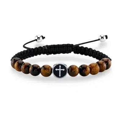 J.p. Army Men's Jewelry Stainless Steel 8 1/2 Inch Bead Cord Bracelet In Transparent