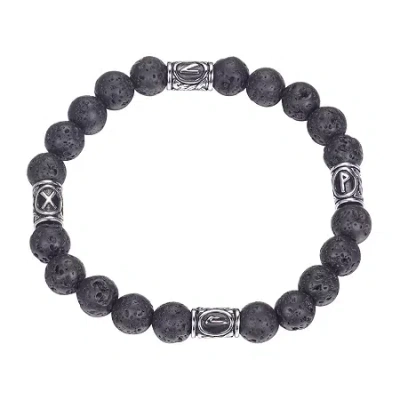 J.p. Army Men's Jewelry Stainless Steel 8 1/2 Inch Beaded Bracelet In Black