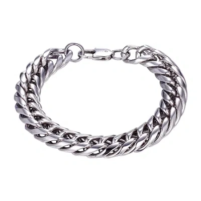 J.p. Army Men's Jewelry Stainless Steel 8 1/2 Inch Link Chain Bracelet In Transparent